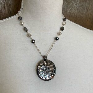 Elegant Silver and Black Pendant Necklace